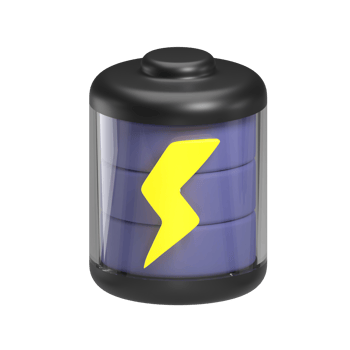 black battery full 3d icon png