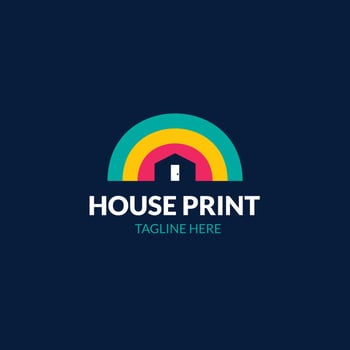 flat design printing house logo design template vector
