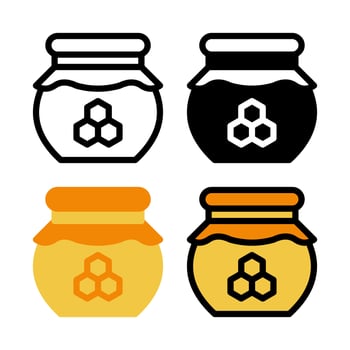 Honey jar icon set. Colorful cartoon honey jar icon. Creative geometric honey jar logo design. Vector illustration