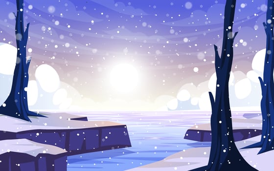 Flat winter outdoor scenery landscape vector