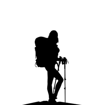 Hiker Silhouettes. hiking man with rucksacks silhouette. People with backpack vector silhouettes. mountaineer climber hiker people. Backpacker.
