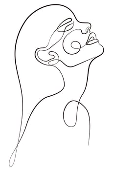 Female abstract face. Portrait. Drawing of a female face in a minimalist line style. Fashionable illustration for cosmetics. vector