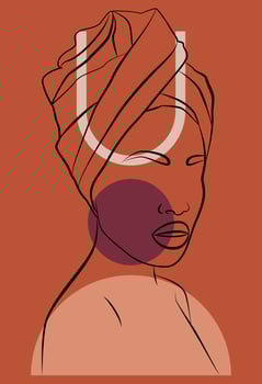 African woman. Minimalistic abstract female portrait with a continuous line for the logo. Geometric shapes. vector