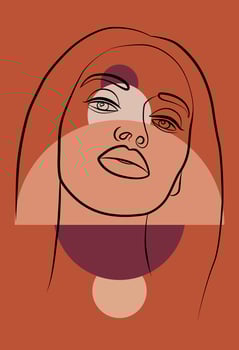 African woman. Minimalistic abstract female portrait with a continuous line for the logo. Geometric shapes. vector