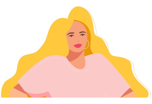 A woman is talking. Portrait of a young beautiful girl talking, saying something. Expression of opinion, the concept of communication. vector