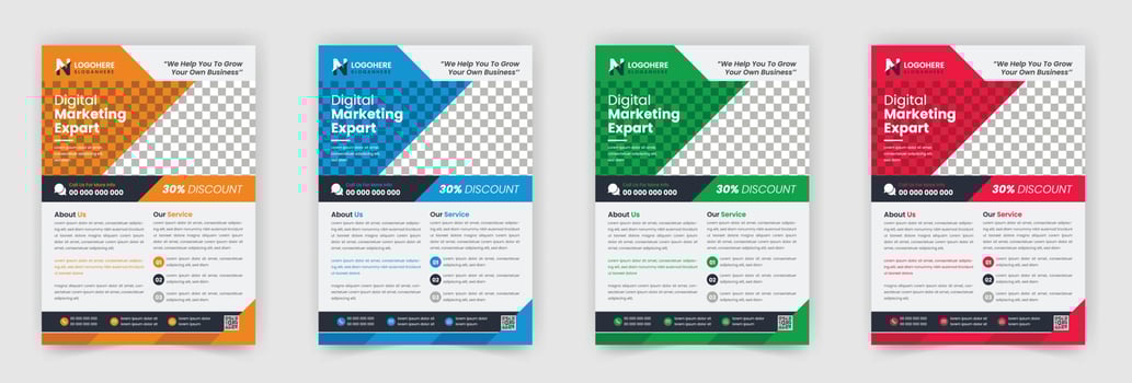 Simple minimalist corporate business flyer design template with blue yellow red green color vector