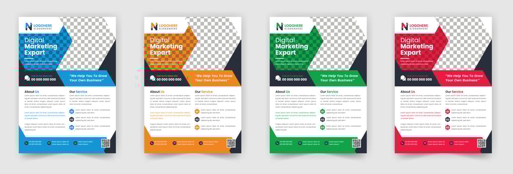 Simple minimalist corporate business flyer design template with blue yellow red green color vector