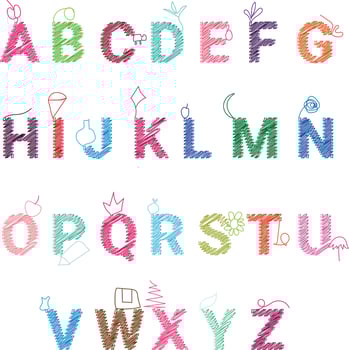 Colorful multilayer scribble alphabet capital letter vector