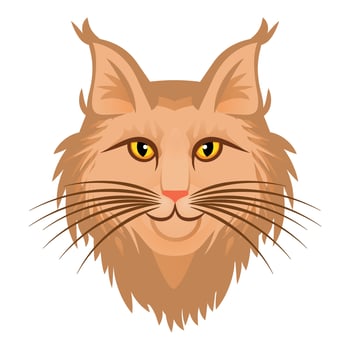 Cute head maine coon icon, cartoon style vector