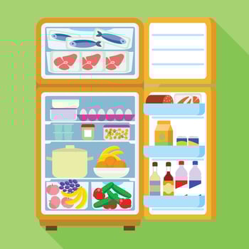 Open full fridge icon, flat style vector