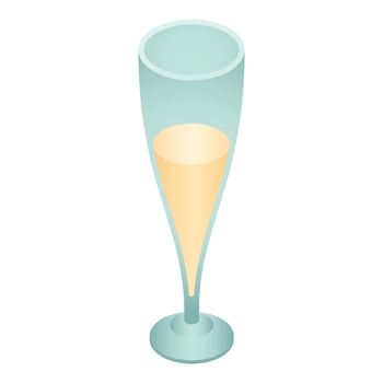 Cold champagne glass icon, isometric style vector