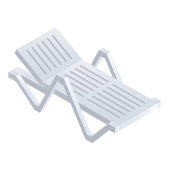 Plastic beach chair icon, isometric style vector
