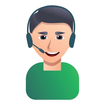 Call center employee icon, cartoon style vector