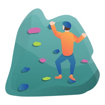Rock climbing wall icon, cartoon style vector