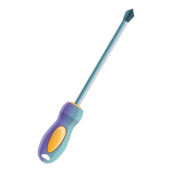 Industrial screwdriver icon, cartoon style vector