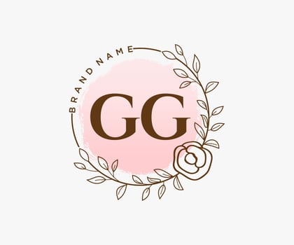 Initial GG feminine logo. Usable for Nature, Salon, Spa, Cosmetic and Beauty Logos. Flat Vector Logo Design Template Element.