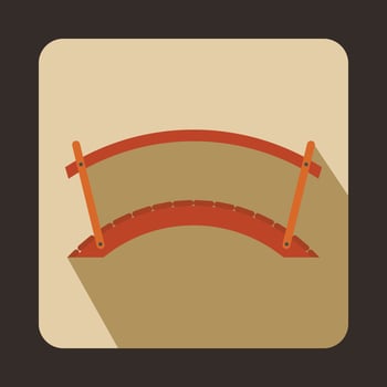 Wooden bridge icon, flat style vector