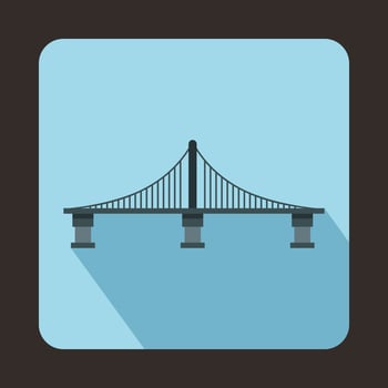 Bridge with steel supports icon, flat style vector