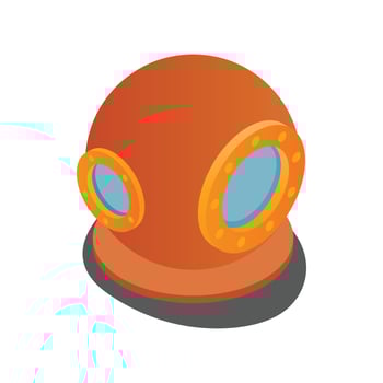 Diving suit helmet icon, isometric 3d style vector