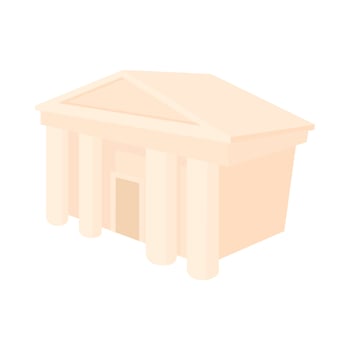 Theatre building icon, cartoon style vector