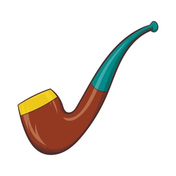 Wooden pipe icon, cartoon style vector