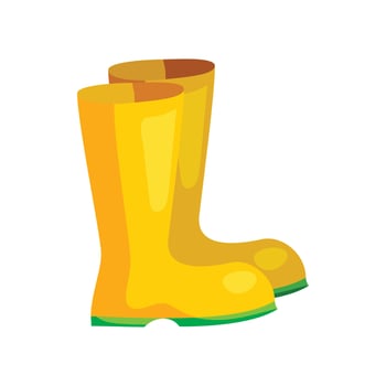 Yellow rubber boots icon, cartoon style vector