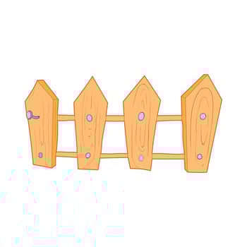 Wooden fence icon, cartoon style vector