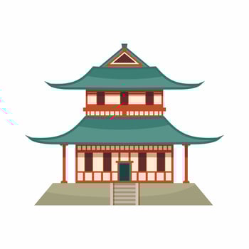 Pagoda icon, cartoon style vector