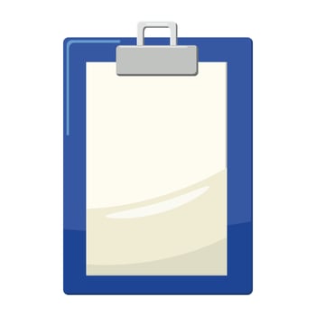 Clipboard with blank paper icon, cartoon style vector
