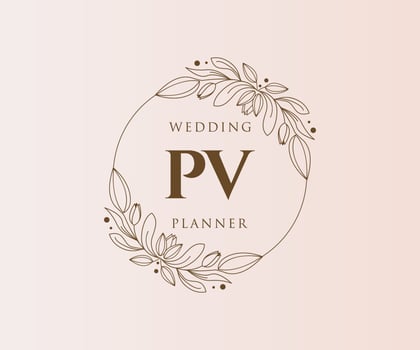 PV Initials letter Wedding monogram logos collection, hand drawn modern minimalistic and floral templates for Invitation cards, Save the Date, elegant identity for restaurant, boutique, cafe in vector
