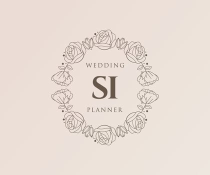 SI Initials letter Wedding monogram logos collection, hand drawn modern minimalistic and floral templates for Invitation cards, Save the Date, elegant identity for restaurant, boutique, cafe in vector