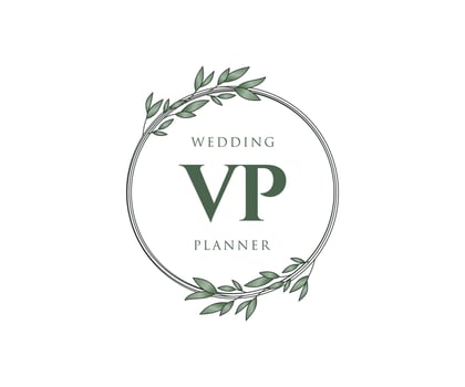 VP Initials letter Wedding monogram logos collection, hand drawn modern minimalistic and floral templates for Invitation cards, Save the Date, elegant identity for restaurant, boutique, cafe in vector