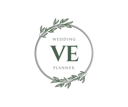 VE Initials letter Wedding monogram logos collection, hand drawn modern minimalistic and floral templates for Invitation cards, Save the Date, elegant identity for restaurant, boutique, cafe in vector