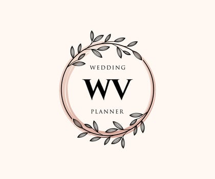 WV Initials letter Wedding monogram logos collection, hand drawn modern minimalistic and floral templates for Invitation cards, Save the Date, elegant identity for restaurant, boutique, cafe in vector
