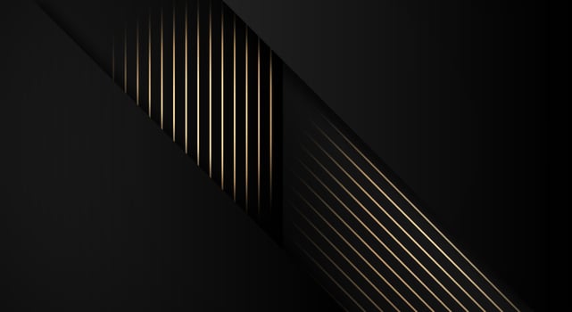 Luxury Stripes Golden Lines Diagonal Overlap on Black Background with Copy Space for Text vector