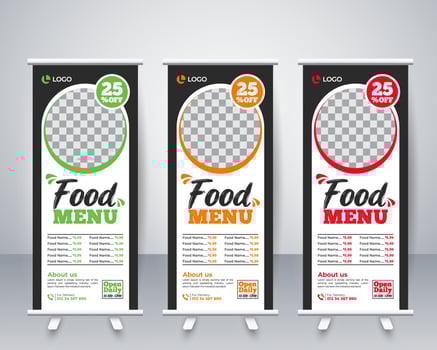 Creative fast food roll up banner design template vector