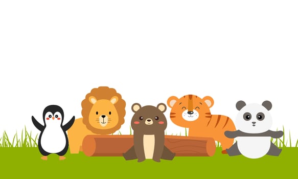 Cute jungle animals in cartoon style, wild animal, zoo designs for background illustration vector
