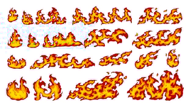 Set of red and orange fire flame vector
