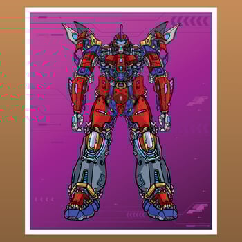 Mecha robot machine builded by head arm body leg weapon japan illustration premium vector