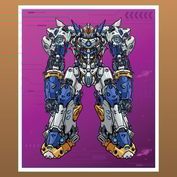 Mecha robot machine builded by head arm body leg weapon big illustration premium vector