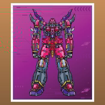 Mecha robot machine builded by head arm body leg weapon man illustration premium vector