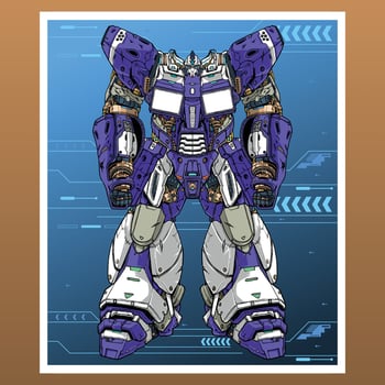 Bot premium vector gunpla gundam mecha robot builded by head arm body leg weapon illustration
