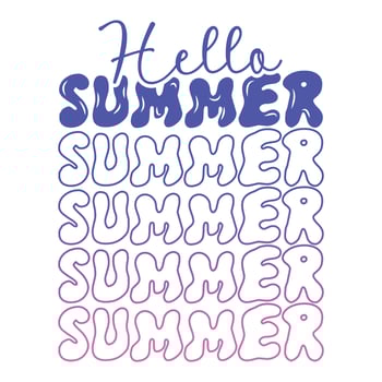 Hello summer new summer quotes gradient pink and blue color typography tshirt design for print vector