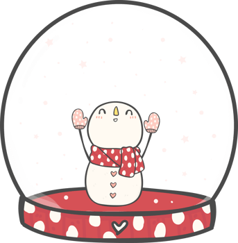 cute Christmas snowman in snow globe cane decoration cartoon doodle hand drawing png