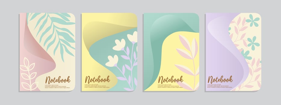 Layout for notebook cover, poster, banner, placard, brochure, annual report, card, flyer.abstract botanical design template.A4 size contains 4 designs vector
