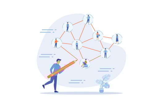 People networking for business opportunity, connect with team or friends, social media or business connection for success concept, flat vector modern illustration