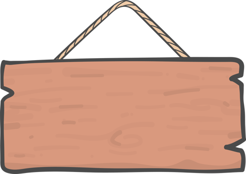 brown wooden sign board rectangular hanging simple doodle cartoon drawing png