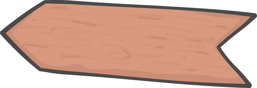 two brown wooden sign board arrow shape simple doodle cartoon drawing png