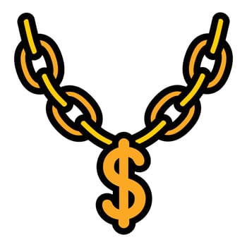 Dollar sign necklace icon, outline style vector