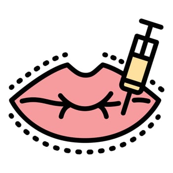 Lips injection icon, outline style vector